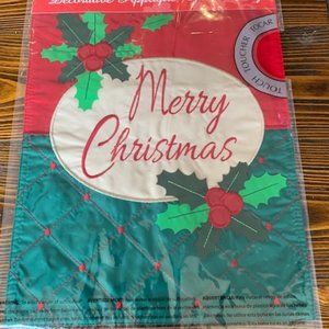 Evergreen Meadow Creek Merry Christmas Applique Double Sided Garden Flag 12x18